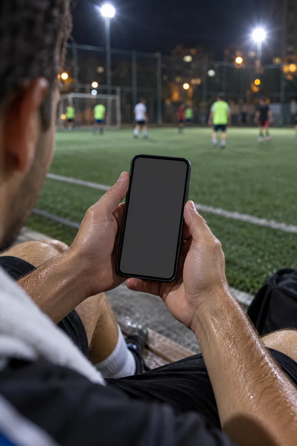 Saha kenarında telefonundan klip kesen oyuncu